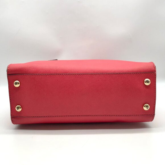 Michael Kors Red Saffiano Leather Hamilton Convertible Satchel - Picture 5 of 10